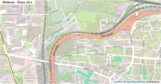 Vinšova - mapa ulice