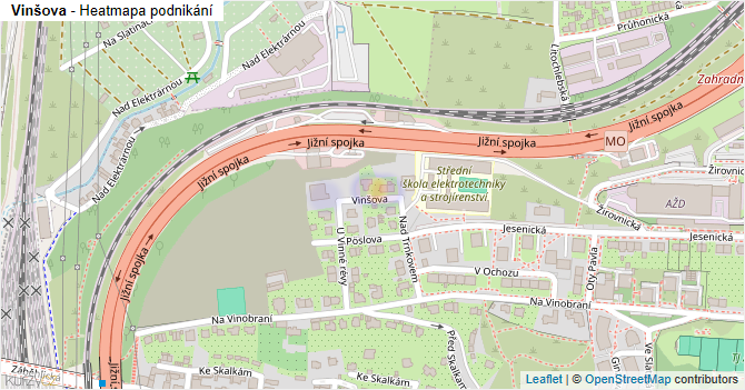 Vinšova - mapa podnikání