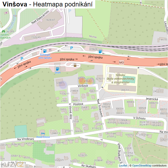 Mapa Vinšova - Firmy v ulici.