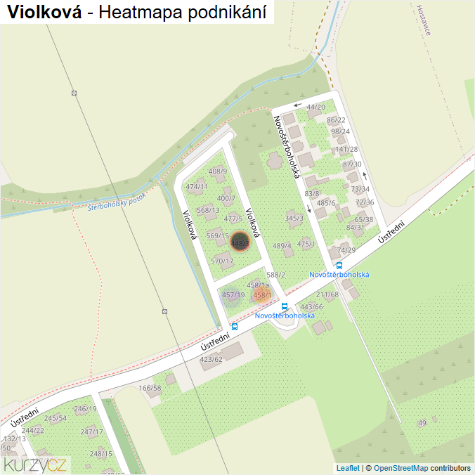 Mapa Violková - Firmy v ulici.