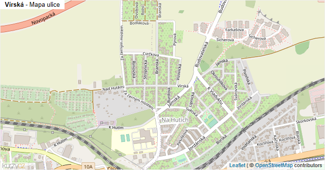 Vírská - mapa ulice