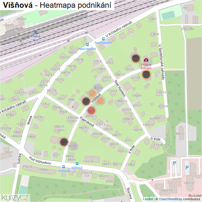 Mapa Višňová - Firmy v ulici.