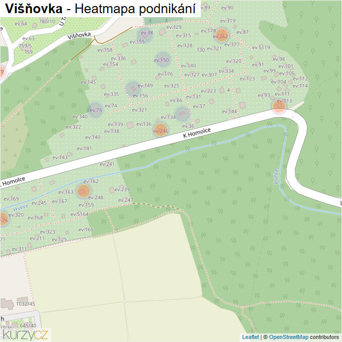 Mapa Višňovka - Firmy v ulici.