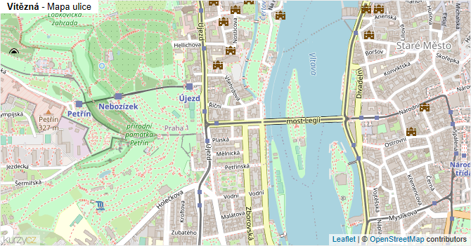 Vítězná - mapa ulice