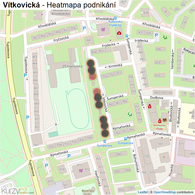 Mapa Vítkovická - Firmy v ulici.