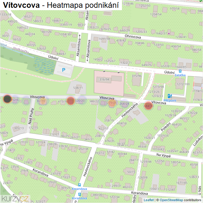 Mapa Vítovcova - Firmy v ulici.