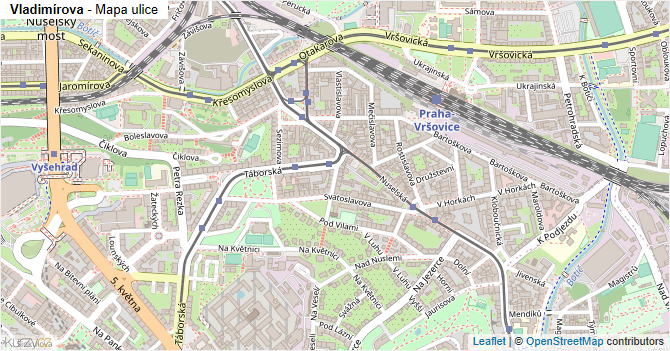 Vladimírova - mapa ulice