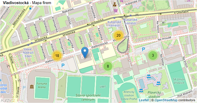 Vladivostocká - mapa firem