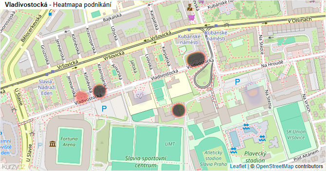 Vladivostocká - mapa podnikání