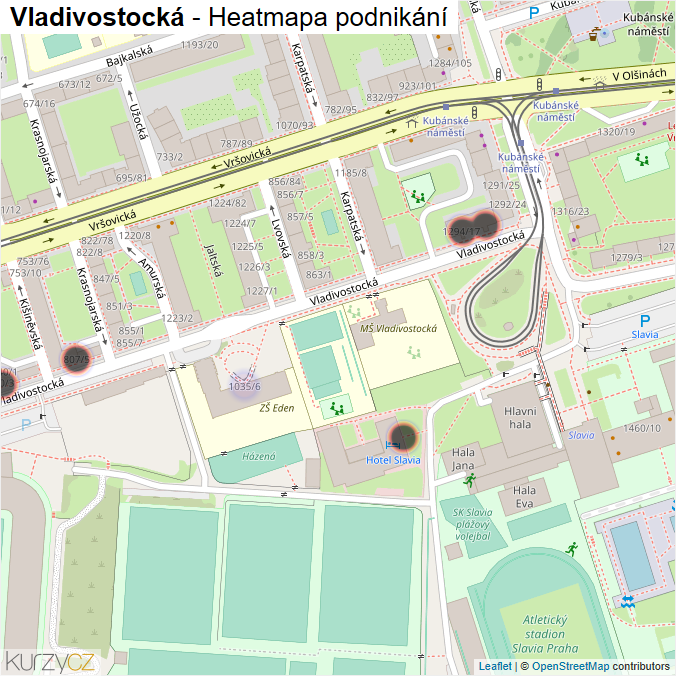 Mapa Vladivostocká - Firmy v ulici.