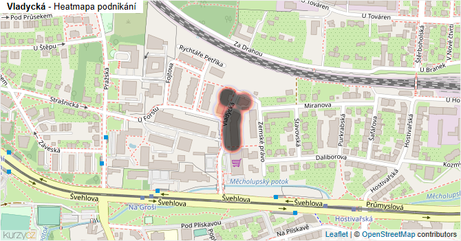Vladycká - mapa podnikání