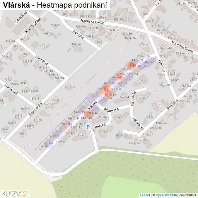 Mapa Vlárská - Firmy v ulici.