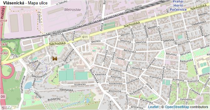 Vlásenická - mapa ulice