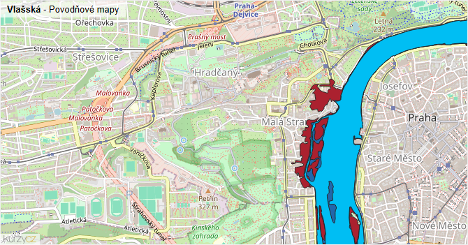 Vlašská - záplavové mapy stoleté vody
