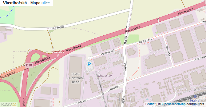 Vlastibořská - mapa ulice