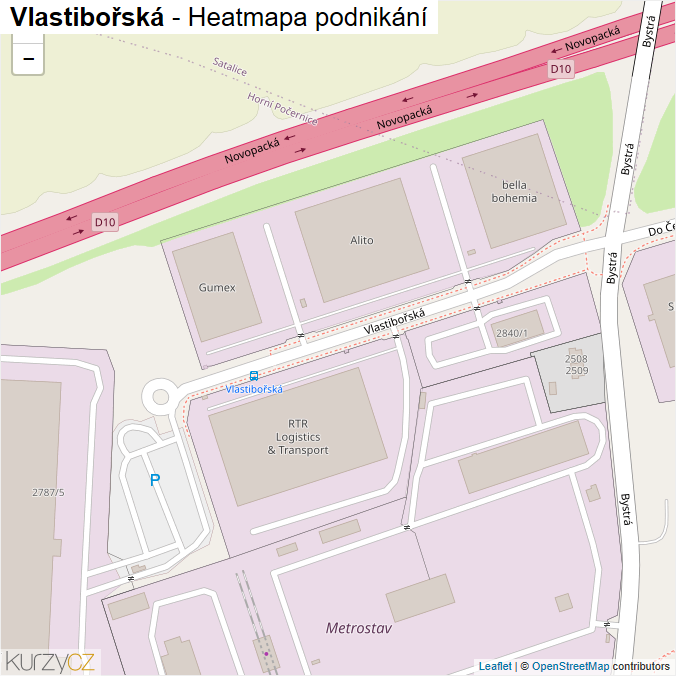 Mapa Vlastibořská - Firmy v ulici.