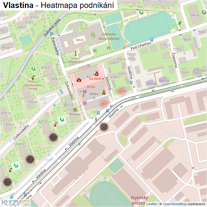 Mapa Vlastina - Firmy v ulici.