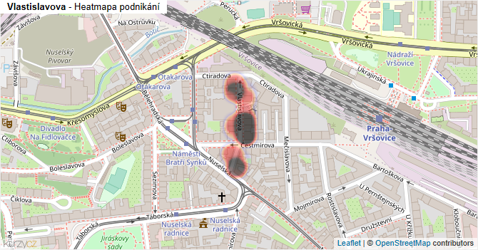Vlastislavova - mapa podnikání