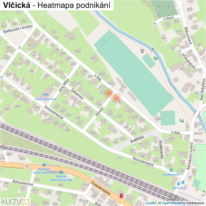 Mapa Vlčická - Firmy v ulici.
