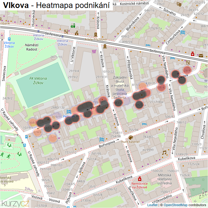 Mapa Vlkova - Firmy v ulici.