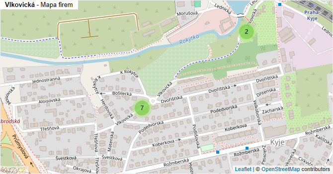 Vlkovická - mapa firem