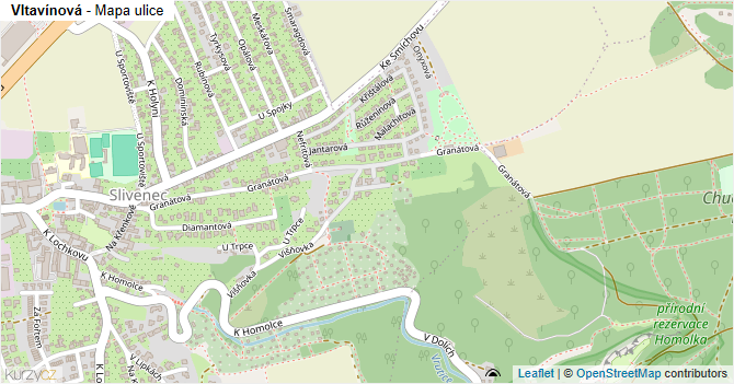Vltavínová - mapa ulice