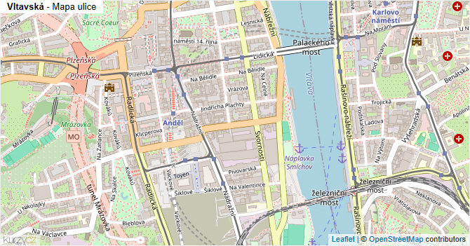 Vltavská - mapa ulice
