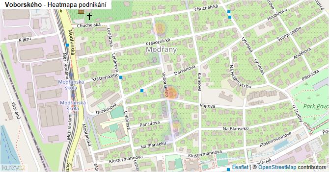 Voborského - mapa podnikání