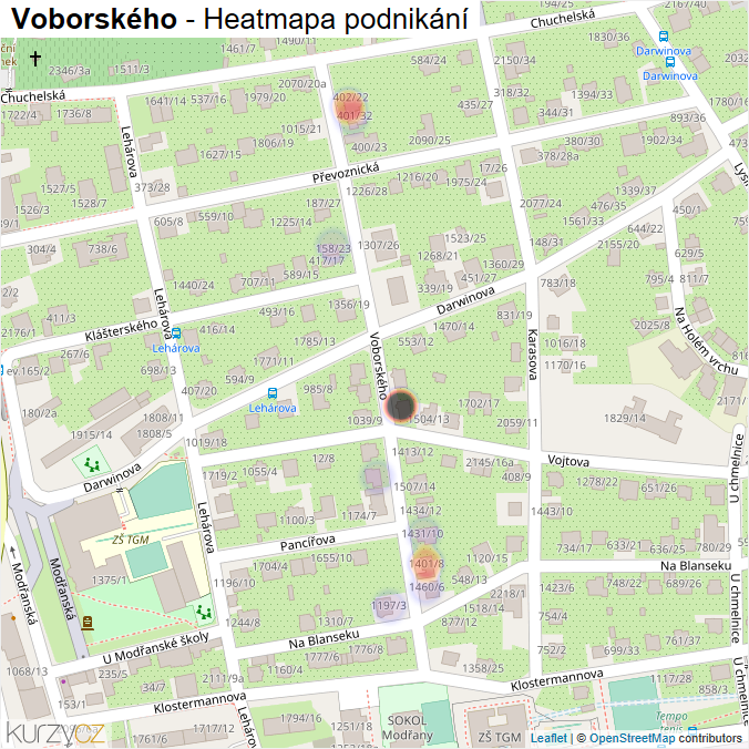 Mapa Voborského - Firmy v ulici.