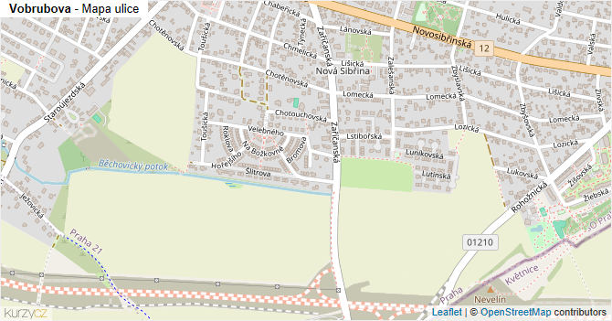 Vobrubova - mapa ulice