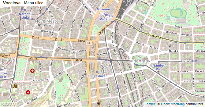 Vocelova - mapa ulice