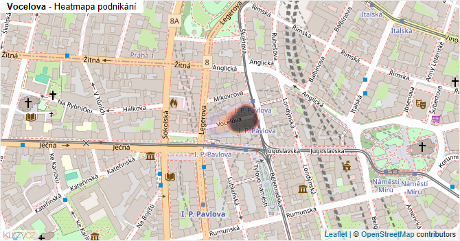 Vocelova - mapa podnikání