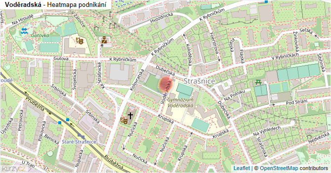 Voděradská - mapa podnikání
