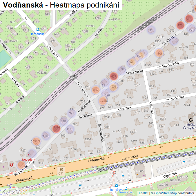 Mapa Vodňanská - Firmy v ulici.