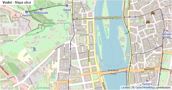 Vodní - mapa ulice