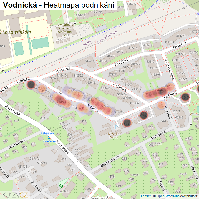 Mapa Vodnická - Firmy v ulici.