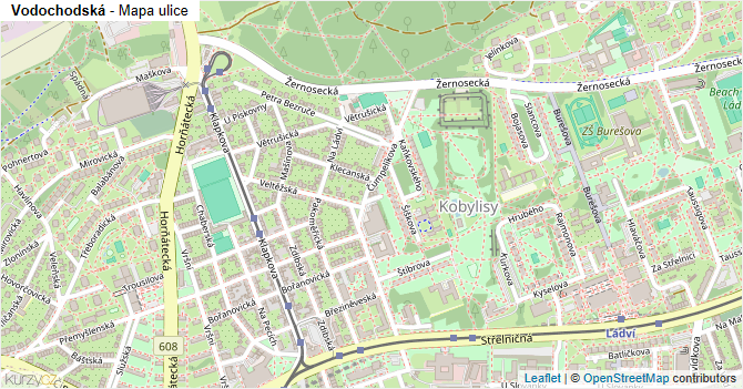 Vodochodská - mapa ulice