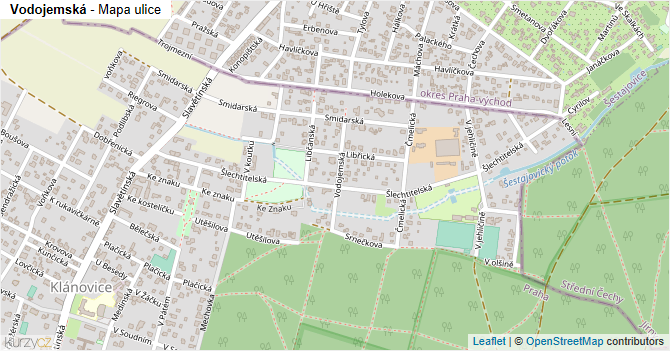 Vodojemská - mapa ulice