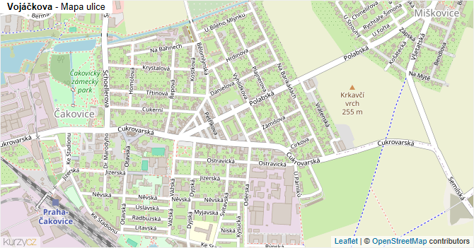 Vojáčkova - mapa ulice