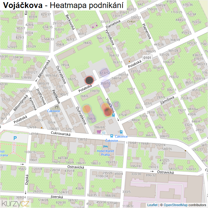 Mapa Vojáčkova - Firmy v ulici.