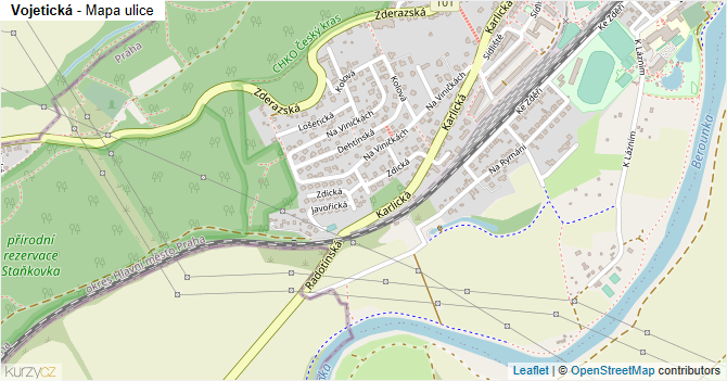 Vojetická - mapa ulice