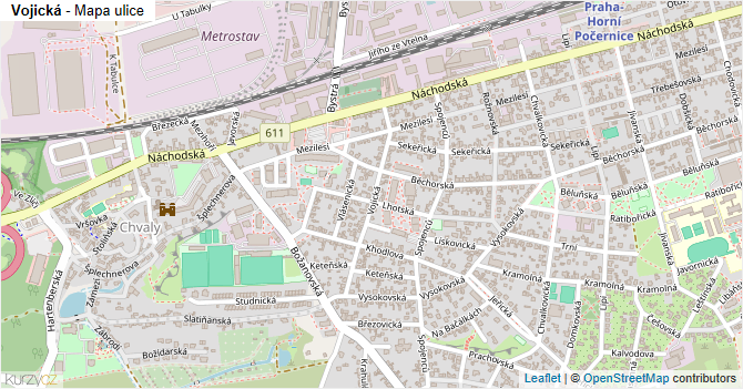 Vojická - mapa ulice