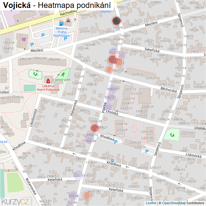 Mapa Vojická - Firmy v ulici.
