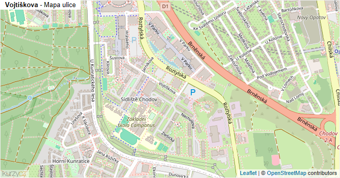 Vojtíškova - mapa ulice