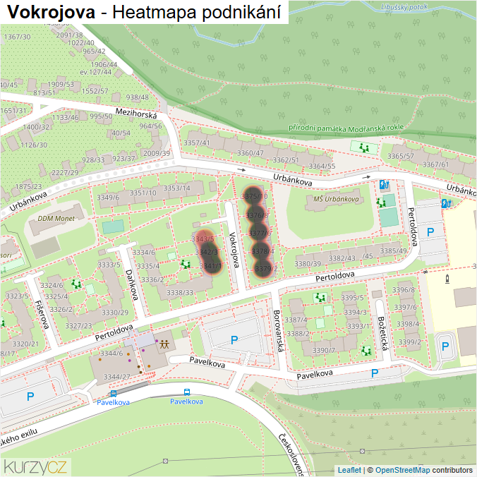 Mapa Vokrojova - Firmy v ulici.