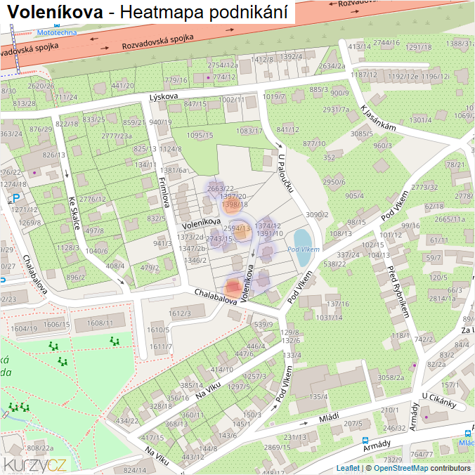 Mapa Voleníkova - Firmy v ulici.