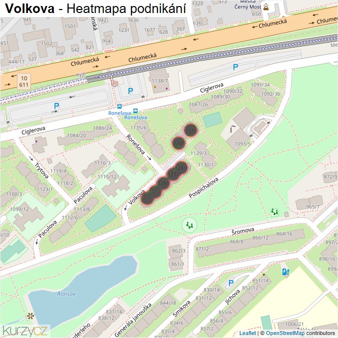 Mapa Volkova - Firmy v ulici.