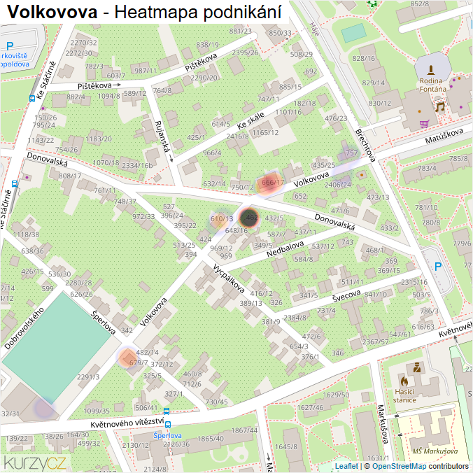 Mapa Volkovova - Firmy v ulici.