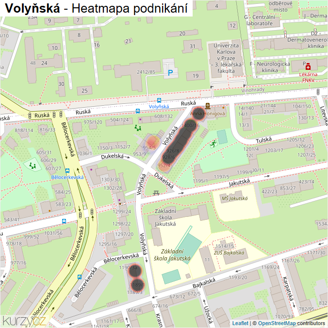 Mapa Volyňská - Firmy v ulici.