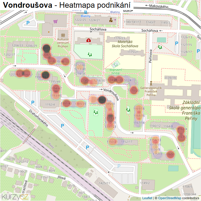Mapa Vondroušova - Firmy v ulici.